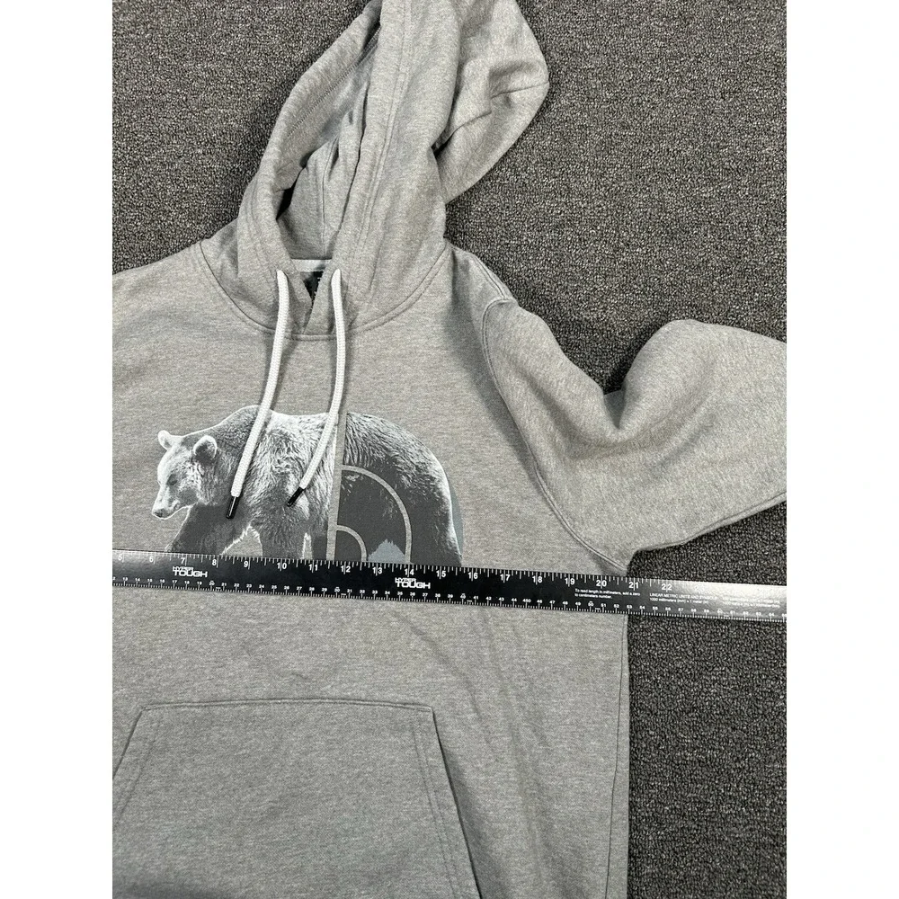 The North Face Bear On The Move‎ Pullover Hoodie Gray Mens Small Drawstrings